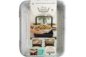Fancy Panz Classic Pan, Dress Up & Protect Your Foil Pan, Made in USA, Fits Half Size Foil Pans. Hot or Cold Food. Stackable for easy travel. (Marble)