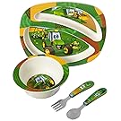 John Deere's Johnny Tractor and Friends Feeding 4 Piece Set, Green, Brown, Yellow, Blue, White, Red