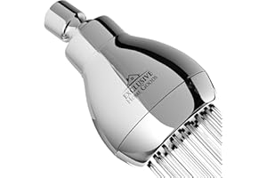 High Pressure Shower Head - Chrome - Powerful Deluxe Bathroom Showerhead with Strong Spray Stream and Small Silicone Nozzles 