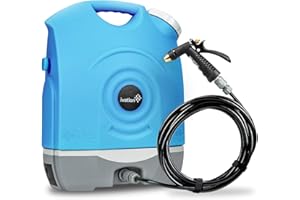 Ivation Multipurpose Portable Spray Washer w/Water Tank – Built in Rechargeable 2200 mAh Lithium Battery and 12v Car Plug - Metal Trigger Guns, Shower & Brush Heads and Flexible Hose