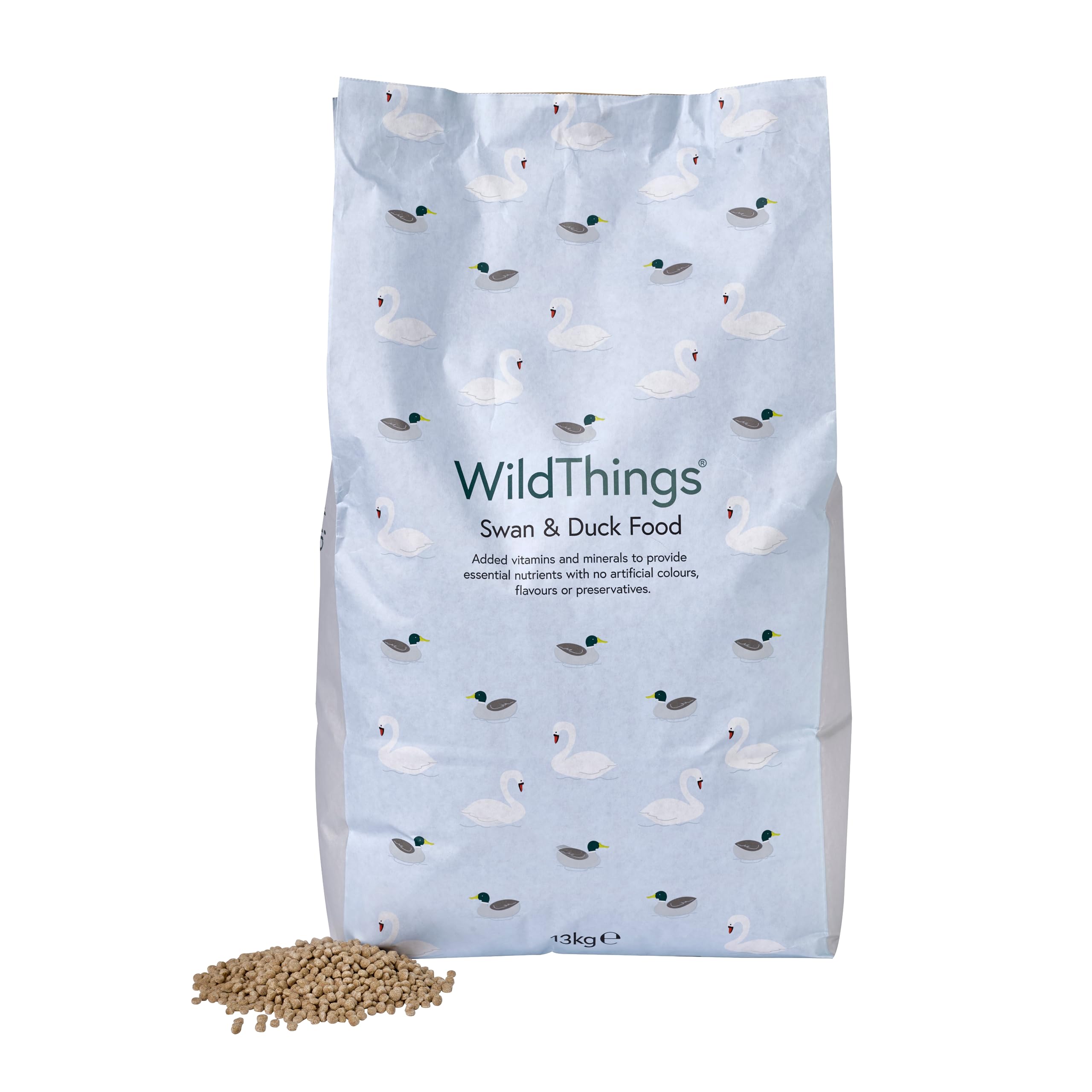 WildThings Floating Swan & Duck Food - With Added Vitamins & Minerals, Tasty & Nutritious Dry Nuggets (13kg)