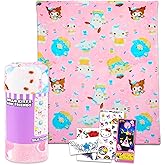 Hello Kitty and Friends Fleece Blanket Set - Bundle with Soft Toddler Sanrio Throw Featuring Kuromi, My Melody, More Plus Tattoos, Stickers for Kids, Girls | Hello Kitty and Friends Blanket 40" x 50"