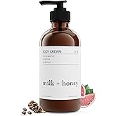 milk + honey Rich Body Cream No. 16, Moisturizing Body Lotion for Women and Men, Organic Body Cream with Pink Grapefruit, Bergamot, and Cardamom, 8 oz