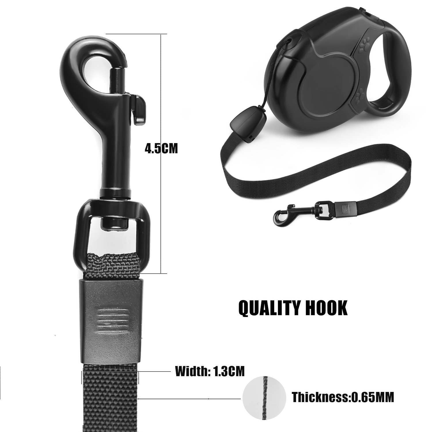 Retractable Dog Leash, FuPany Dog Walking Leash 26ft for Medium Large Dogs Up to 88lbs with Anti-Slip Handle (Black)