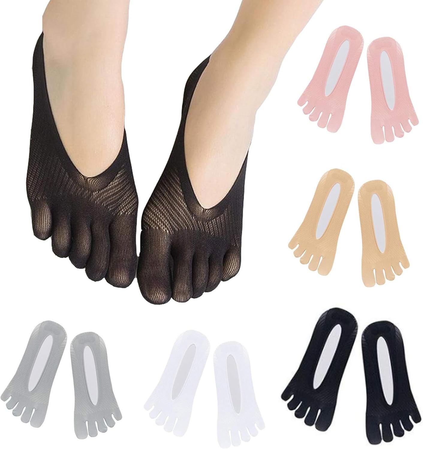 5 Pairs Orthopedic Compression Socks Women's Toe Socks Ultra Low Cut