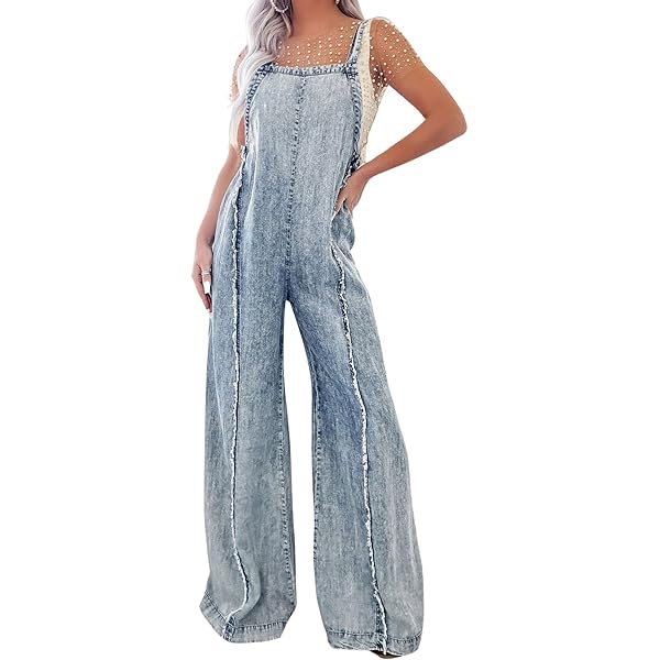 Amazon.com: cffvdiz Women's Loose Denim Bib Overalls Vintage