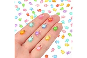YONSENG 200pcs Mini Resin Turtles Luminous Tiny Turtle for Crafts Dollhouse Miniatures Mini Resin Things Animals for Fairy Garden Micro Landscaping Decoration Home Decor, 10 Colors(0.31 * 0.47inch，Medium)