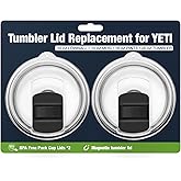 20 oz Tumbler Lids for YETI,Magnetic Tumbler Lid Replacement for YETI,BPA Free 2 Pack Black Tumbler Lids