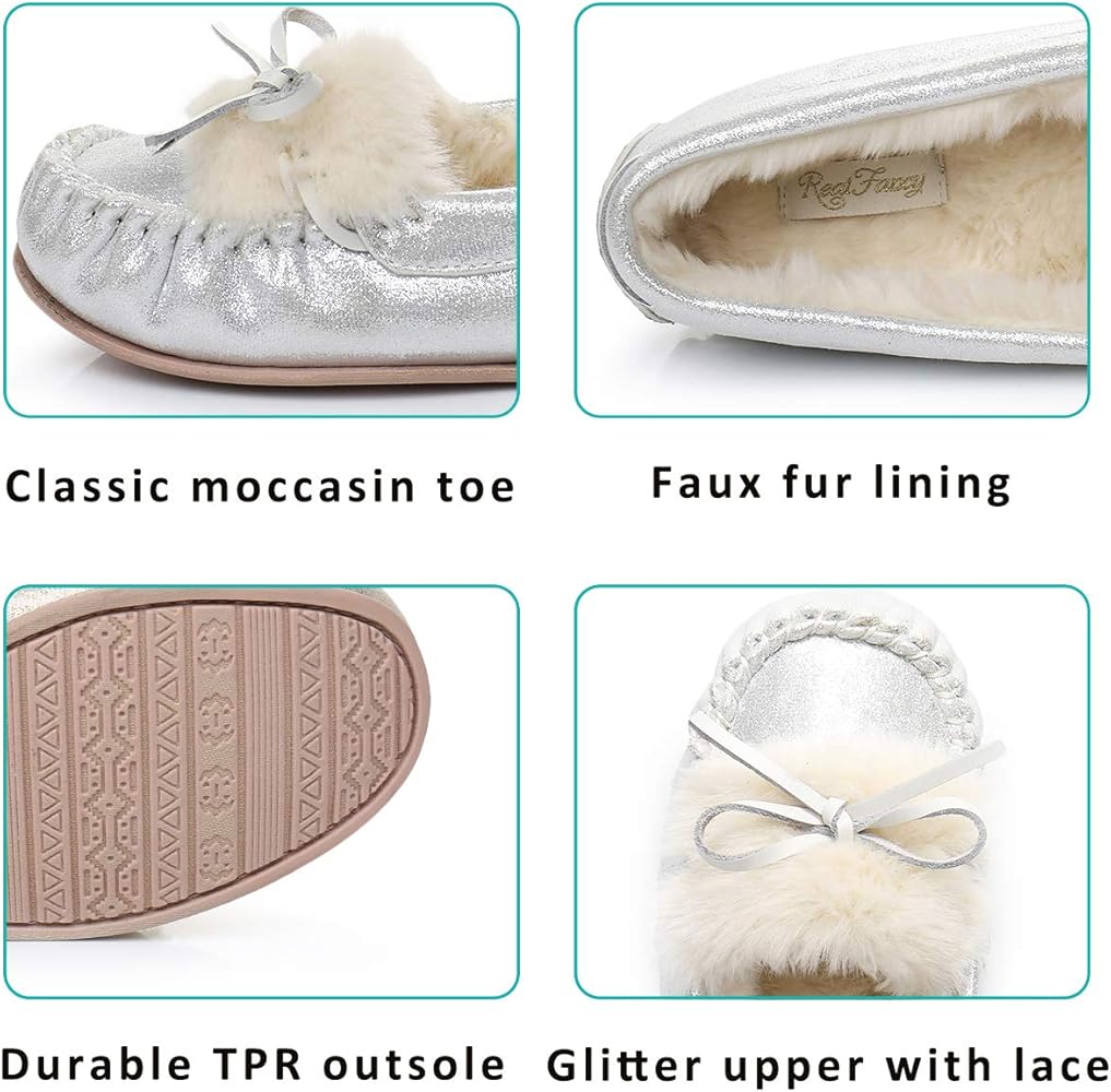 glitter moccasin slippers womens