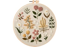 Huacan Embroidery Kit for Beginners Adults Includes Stamped Flower Pattern, Hoop, Color Threads,Tools,Easy to Follow Instruction