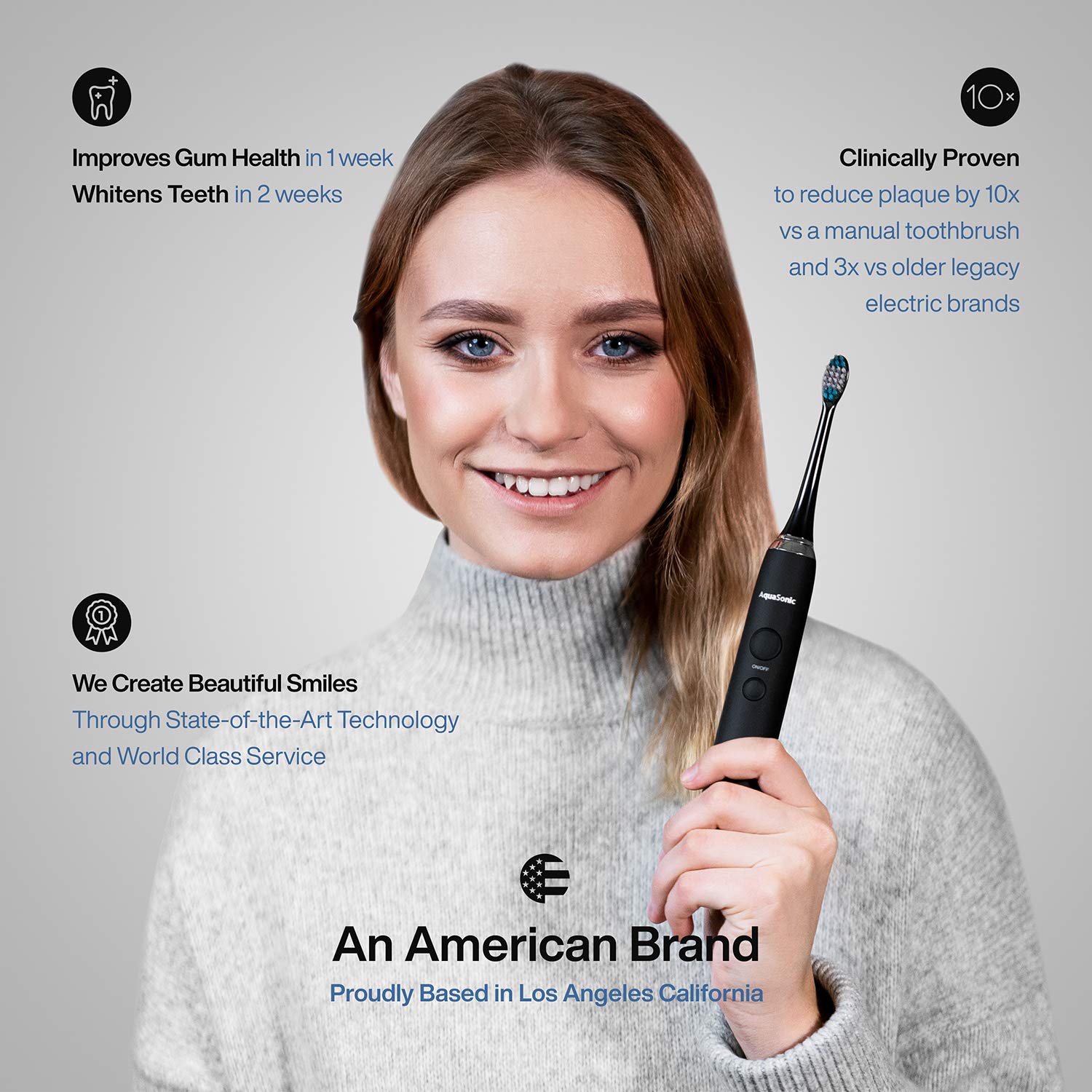AquaSonic Black Series Ultra Whitening Toothbrush - 8 DuPont Brush Heads & Travel Case Included - Ultra Sonic 40,000 VPM Motor & Wireless Charging - 4 Modes w Smart Timer - Modern Electric Toothbrush: Beauty