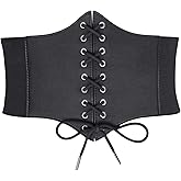 WHIPPY Women's Lace-up Corset Elastic Waist Belt, Tied Waspie Wide Belt for Women Halloween Costume