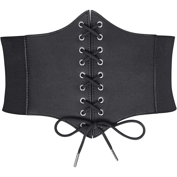 Lace-up Cinch Belt, Women Black Corset Waist Belt, Tied  display picture 1