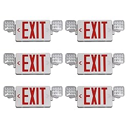 TANLUX Red Exit Sign with Emergency Lights, LED