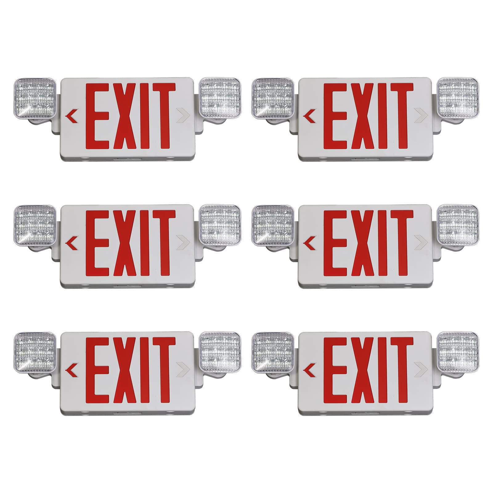 TANLUX Red Exit Sign with Emergency Lights, LED