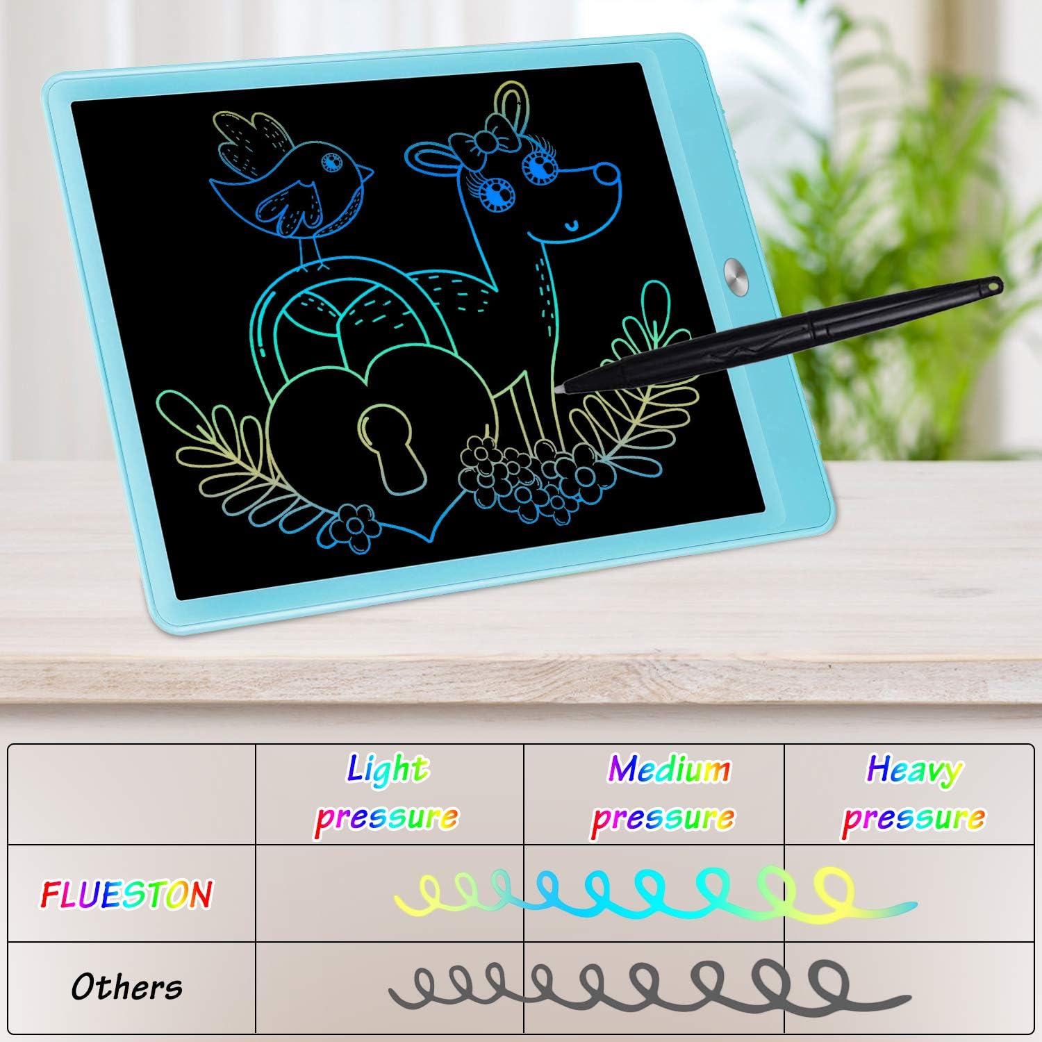 FLUESTON LCD Writing Tablet 10 Inch Drawing Pad, Colorful Screen Doodle Board for Kids, Traveling Gift Toys for 2 3 4 5 6 Year Old Boys and Girls: Computers & Accessories