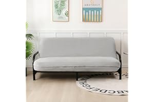 OctoRose Full Size 54x75x8 inch 3 Side Zipper Classic Soft Micro Suede Futon Cover Sofa Daybed Mattress Slipcover (Waterproof-Silver, Full Size)