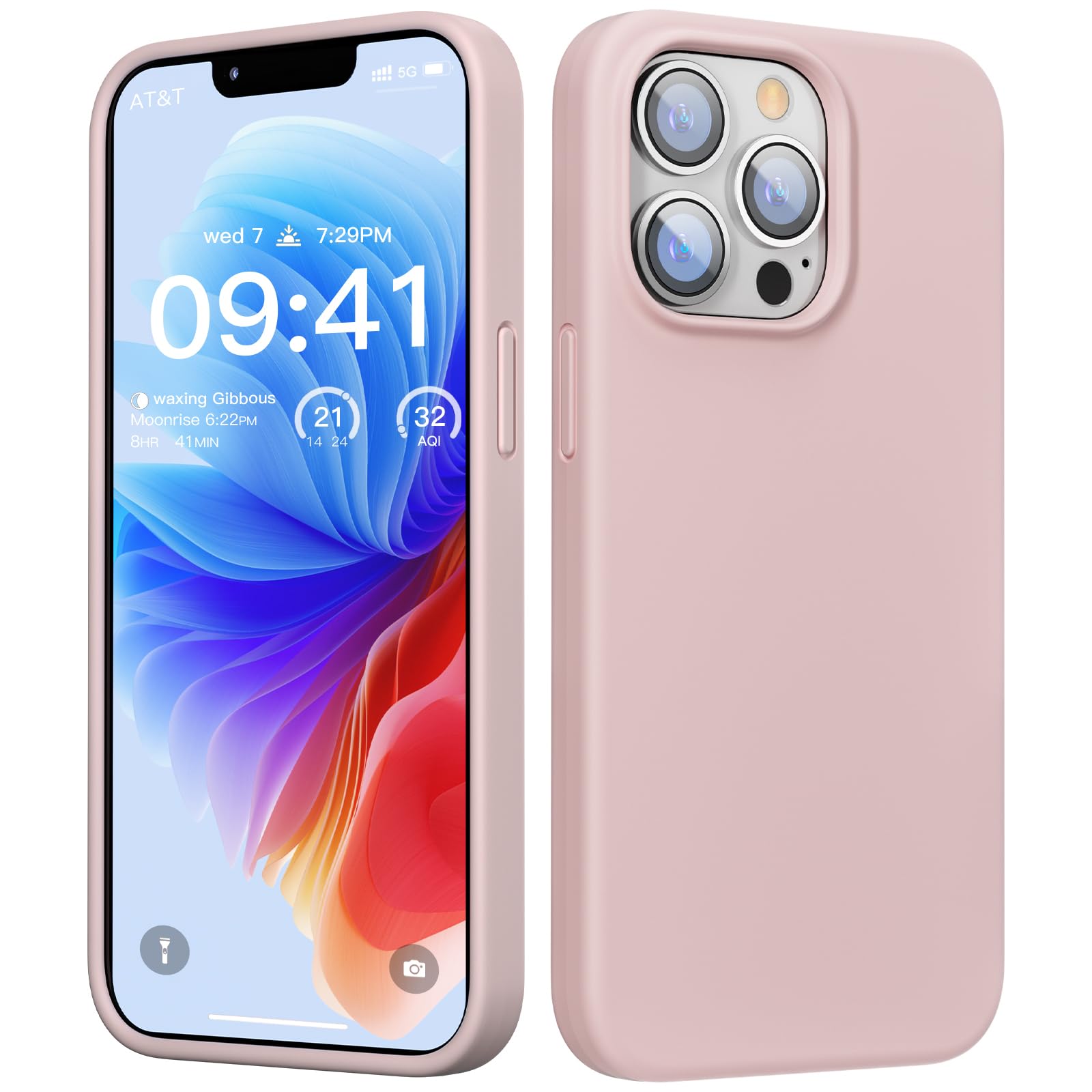 GOODVISH Liquid Silicone Case Designed for iPhone 13 Pro Case, Shockproof Gel Rubber Phone Case with [Anti-Scratch] Soft Microfiber Lining 4 Layers Thickened Cover 6.1 inch, Sand Pink — image 1