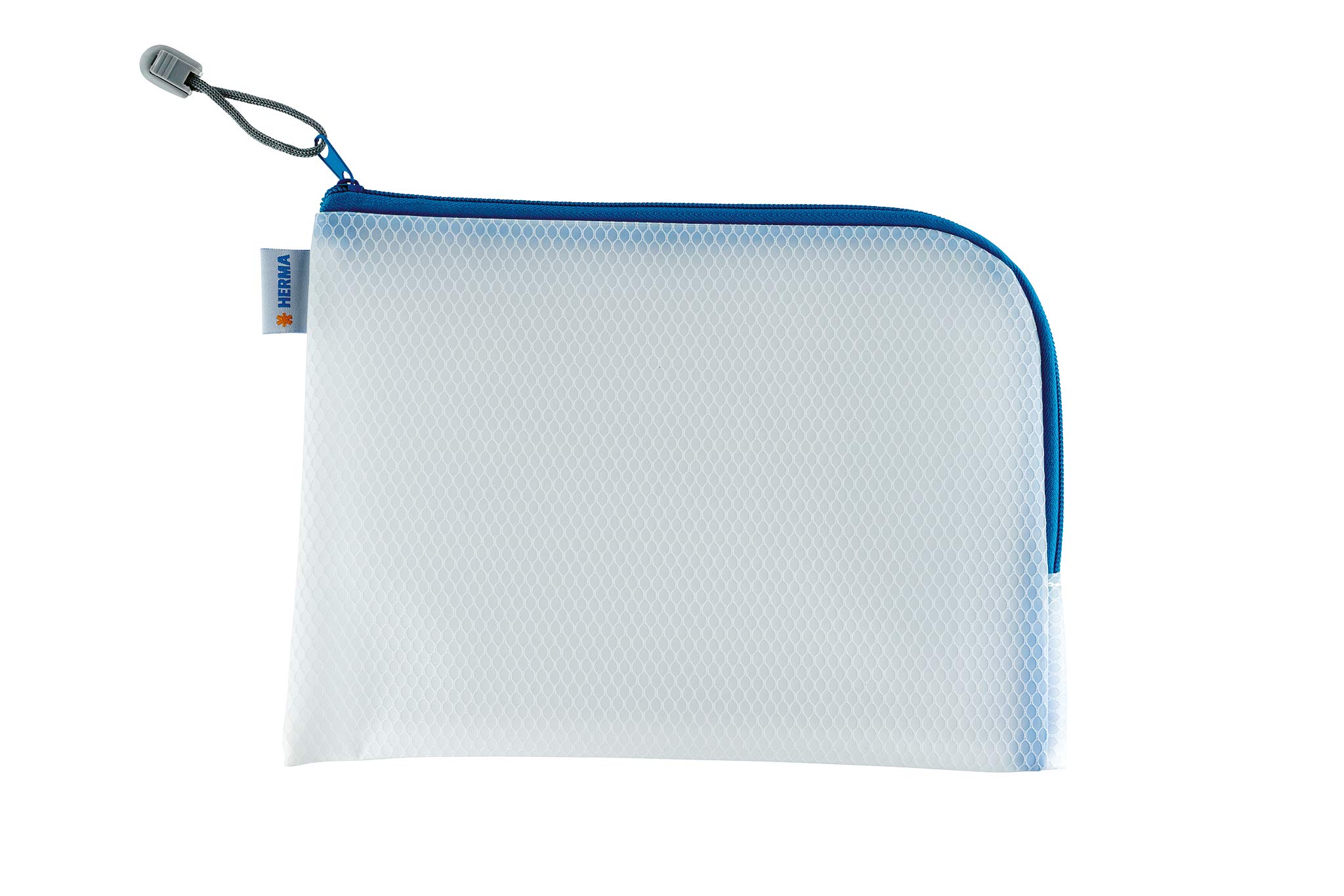HERMA 20009 Zip Toiletry Bag A5, transparent (26 x 20 cm) small zippered travel pouch for cosmetics, liquids, make-up, toothbrush, clear cosmetic bag with zipper in blue — image 1