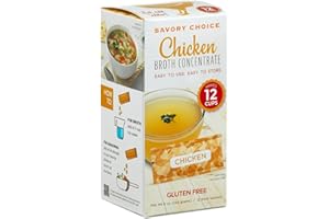 SAVORY CHOICE Chicken Broth Concentrate, 1 Box of 12 Packets (12g) - Gluten-Free, Diary-Free Broth Concentrate