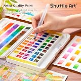 Shuttle Art 48 Color Watercolor Set Half Pan 2 Brushes 10 Brushes Pad Palette view 5