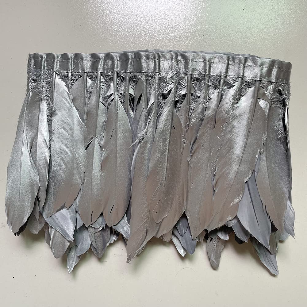 Sowder Duck Goose Feather Trim Fringe 2 Yards(Silver)