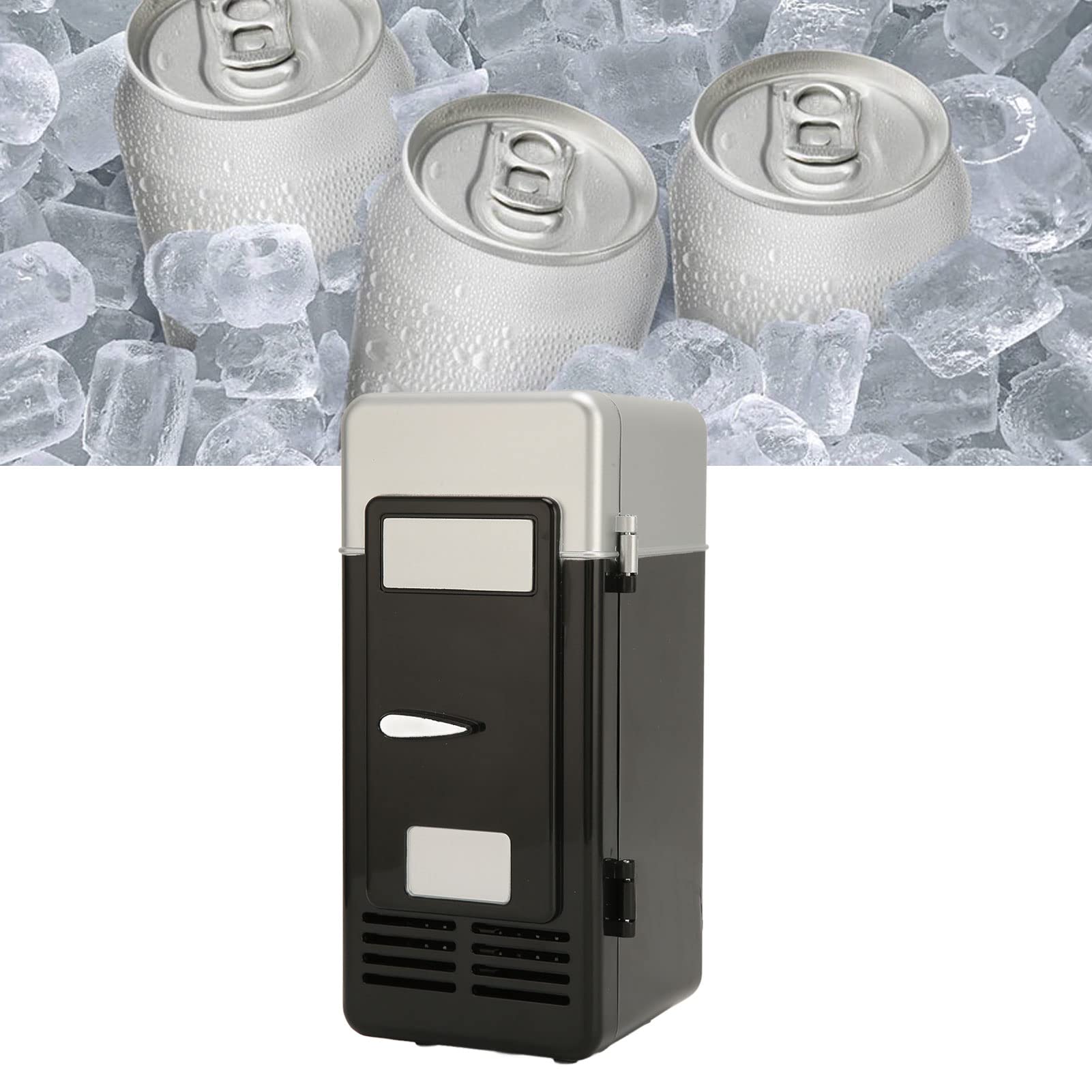 Mini Fridge, USB Powered Fridge Cooler, USB Fridge Insulated Cooling Small Portable Low Decibel Energy Saving Semiconductor Refrigeratior for Bedroom, Car, Office Desk & Dorm Room (Black)