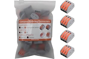 YQSIYU Splicing Wire Connectors 3 Conductor for Quick Connect, 28-12AWG Lever Wire Connectors in Gray with Orange Handle, Electric Wire Connector with Gray Shell and Orange Handle,Pack of 30