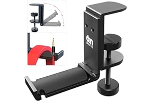 6amLifestyle [Newest Version] Foldable Headphone Stand Hanger Under Desk Clamp with Cable Organizer Save Space Metal Headphon