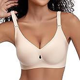 PQK Wireless Bras for Women Comfortable Water Dropplet Full Coverage Bralette Seamless T Shirt Bras No Underwire