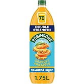 Robinsons Double Strength Orange &amp; Pineapple Fruit Squash No Added Sugar 1750ml (Pack of 3)