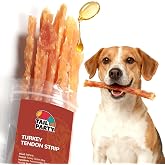 TailParty Turkey Tendons for Dogs, with Fish Oil &amp; Taurine(Strip) | Beef Tendons, Dental Chews, Hypoallergenic, Healthy Dog Treats, Rawhide Alternative, Long-Lasting, Puppy Training Treats