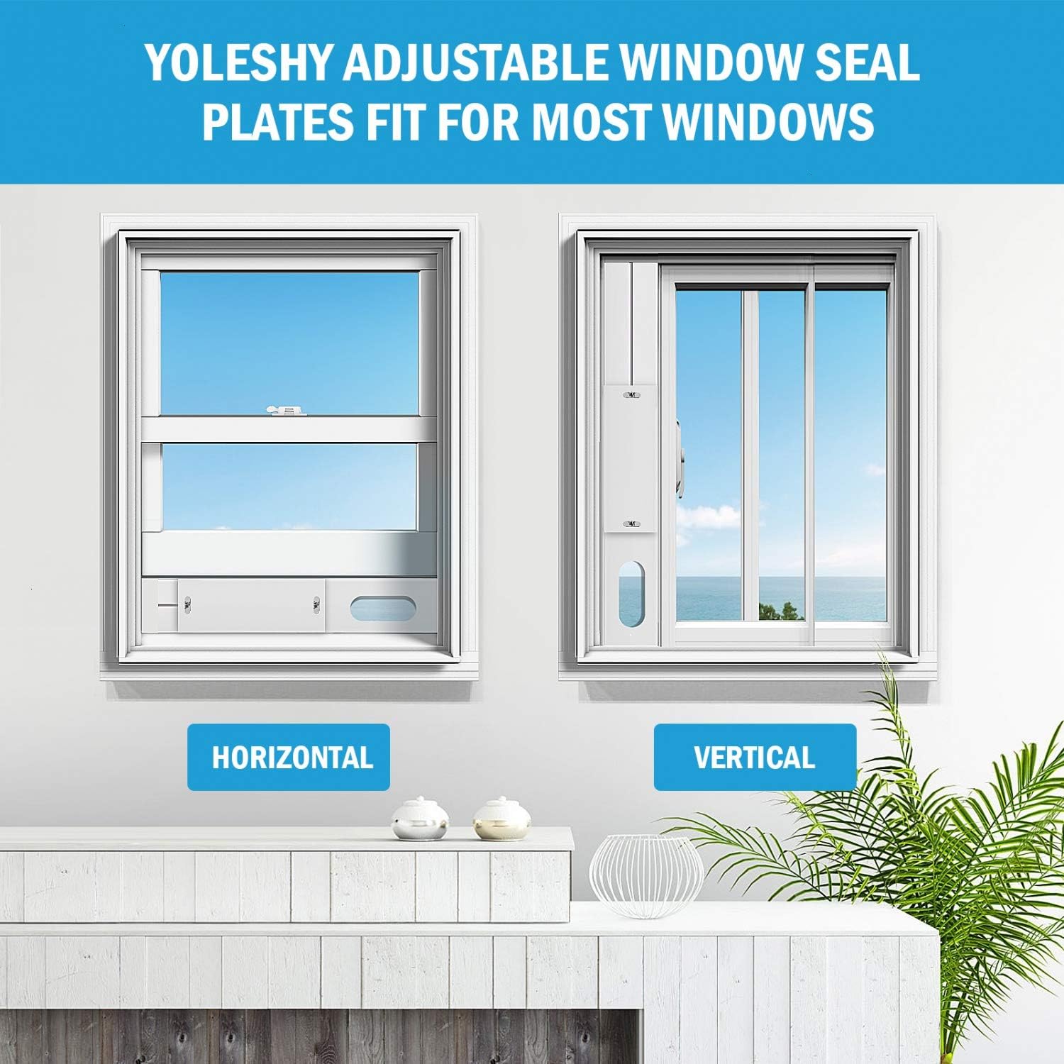 YoleShy Portable Air Conditioner Window Kit with Coupler Adjustable Window Seal for AC Unit, Sliding AC Vent Kit for Exhaust Hose, Universal for Ducting with 5 Inches Diameter: Health & Personal Care