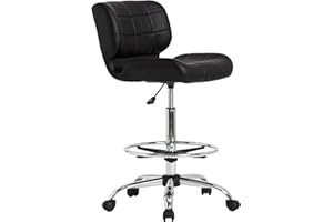 SD STUDIO DESIGNS Studio Designs Black Crest Drafting Work Chair with Foot Rest - Adjustable Height - Contoured for Desk or Drafting Table