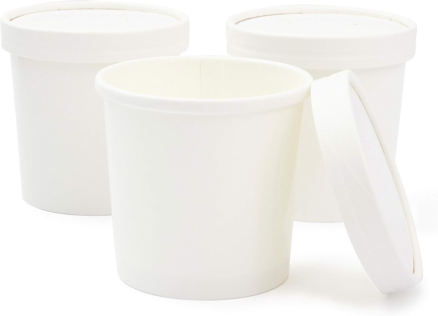 Juvale Kraft Paper Soup Cups with Lids (50Pack) Disposable Soup, Ice