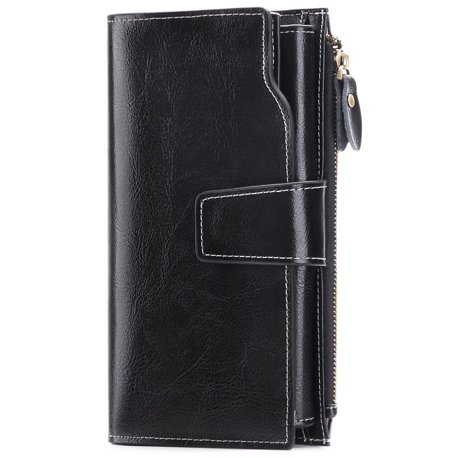 SENDEFN Ladies Purse,Large Capacity Genuine Leather Women's Wallet with Multiple Card Slots
