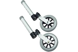 Lumex 603850A Swivel Walker Wheel, 5" Diameter, Aluminum (Pack of 2)