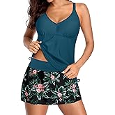 Daci Tankini Swimsuit for Women Tummy Control Bathing Suits with Skirt Two Piece Drawstring Tank Top with Swimdress
