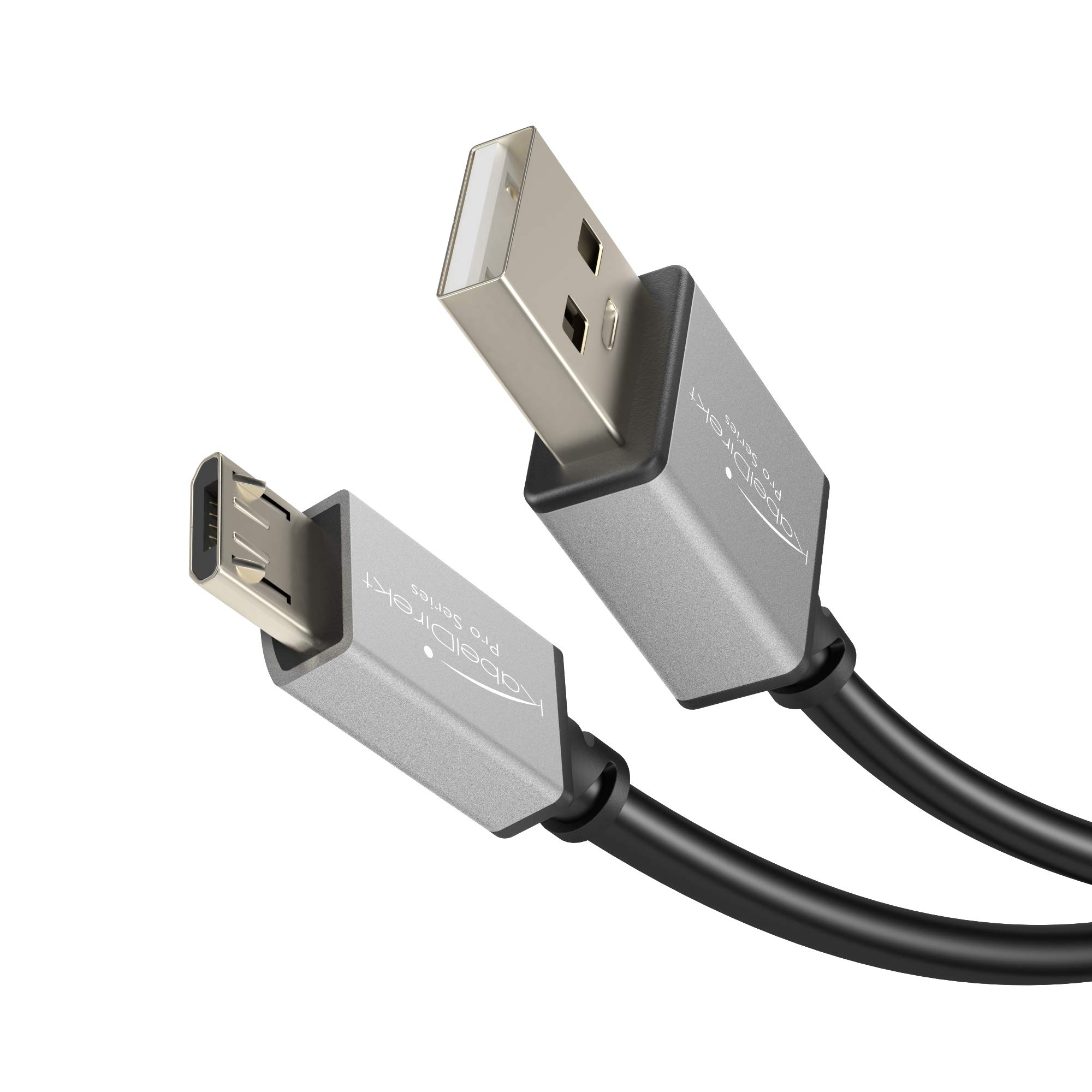 KabelDirekt – Micro USB 2.0 Cable – 2M – (High-Speed Data Cable and Charger Cable, Suitable for Smartphones and Tablets With a Micro USB Port, Black / Space Grey) – Pro Series