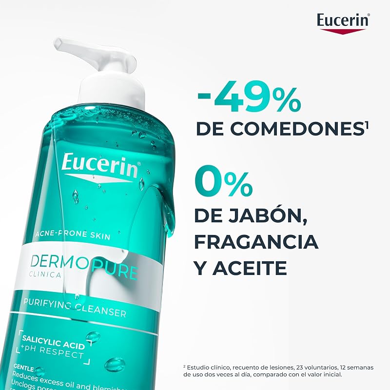 DermoPure Clinical Gel Limpiador Purificante (200 ml), gel limpiador con Ácido Salicílico para pieles con tendencia acneica y sensibles, gel limpiador facial y corporal para pieles grasas