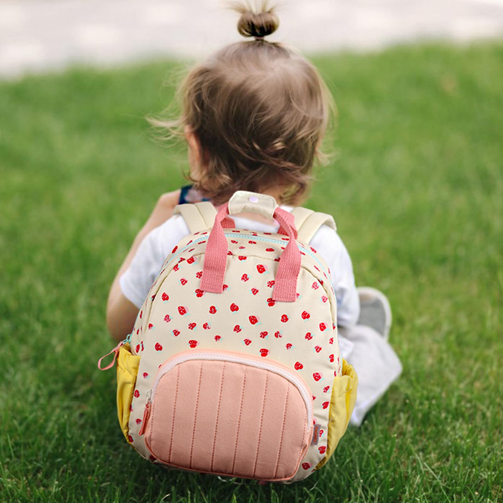 GAGAKU Kinderrucksack Mädchen 30cm Rucksack Kleinkind Kinderrucksack für 2-4 Jahre Kinder kindergartenrucksack Mini Tagesrucksack Reisetasche - Rosa Erdbeere 6