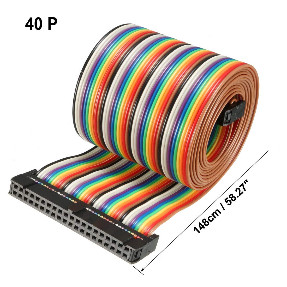 sourcing map IDC Rainbow Wire Flat Ribbon Cable 40 Pins 148cm Length 2.54mm Pitch Type-B, 40P-148cm - Image 3
