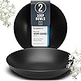 Stoneware Pasta Bowls Set of 2, Stylish Matte Black Plates Ceramic, 7.7" Salad Bowl Set, Dishwasher and Microwave Safe Ceramic Bowl Plates, Salad Bowls, Large Soup Bowls, Dinner Bowls, Pasta Plate