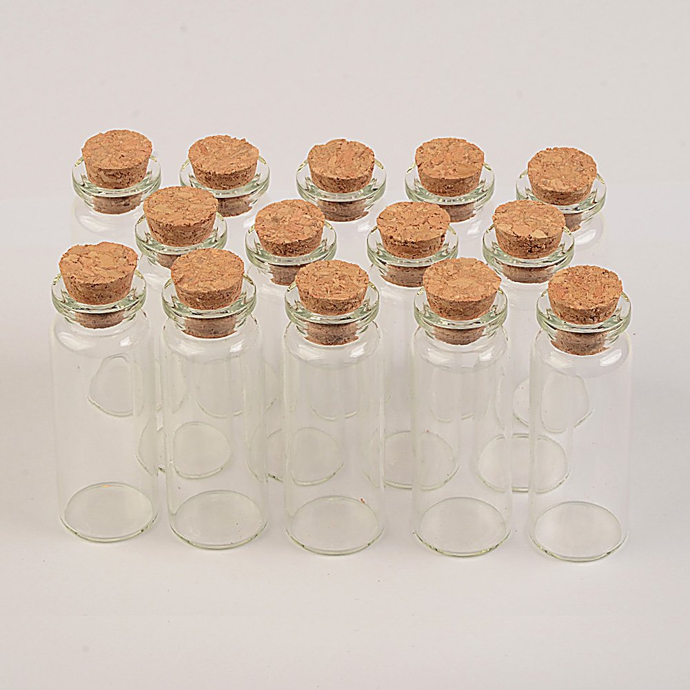 Jarvials Each Contains 100 pcs Glass Bottles, 14CC Transparent Glass Bottles With Cork, Diy Handicraft, Storage Tool Bottles, Multi-functional Use (100, 14ml)