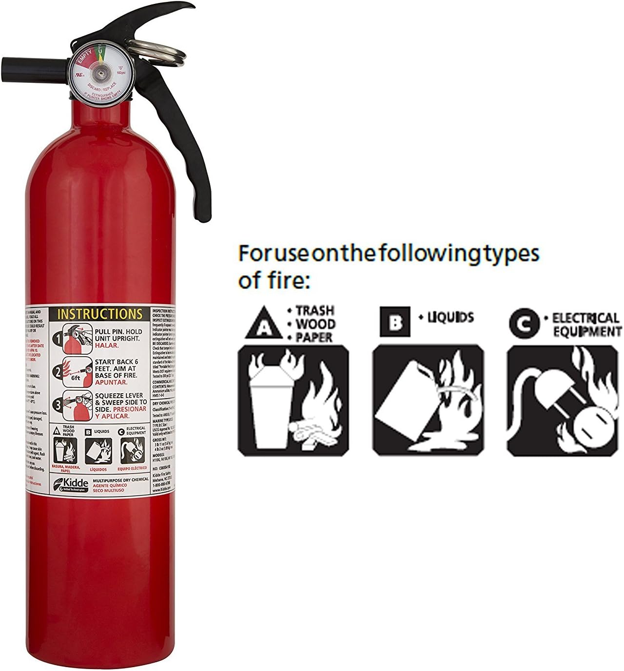 Kidde FA110 Multi Purpose Fire Extinguisher 1A10BC, 2-pack - - 