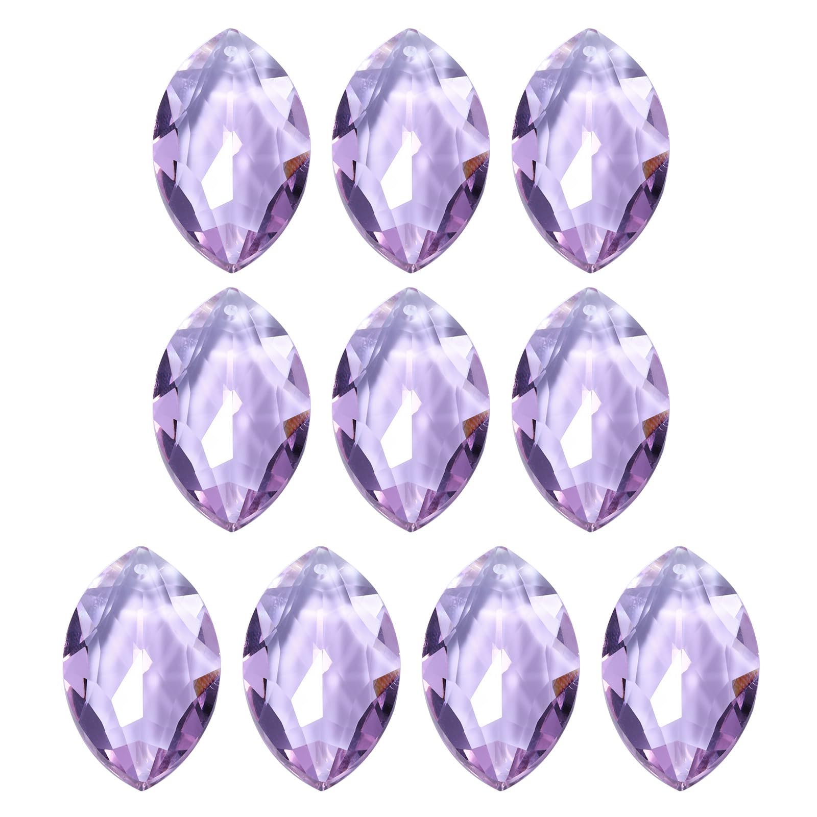 PATIKIL K9 Crystal Pendants Oval Beads, 10 Pack 38mm Chandelier Prisms Parts Hanging Beads DIY Lamp for Arts Crafts Decoration, Light Purple