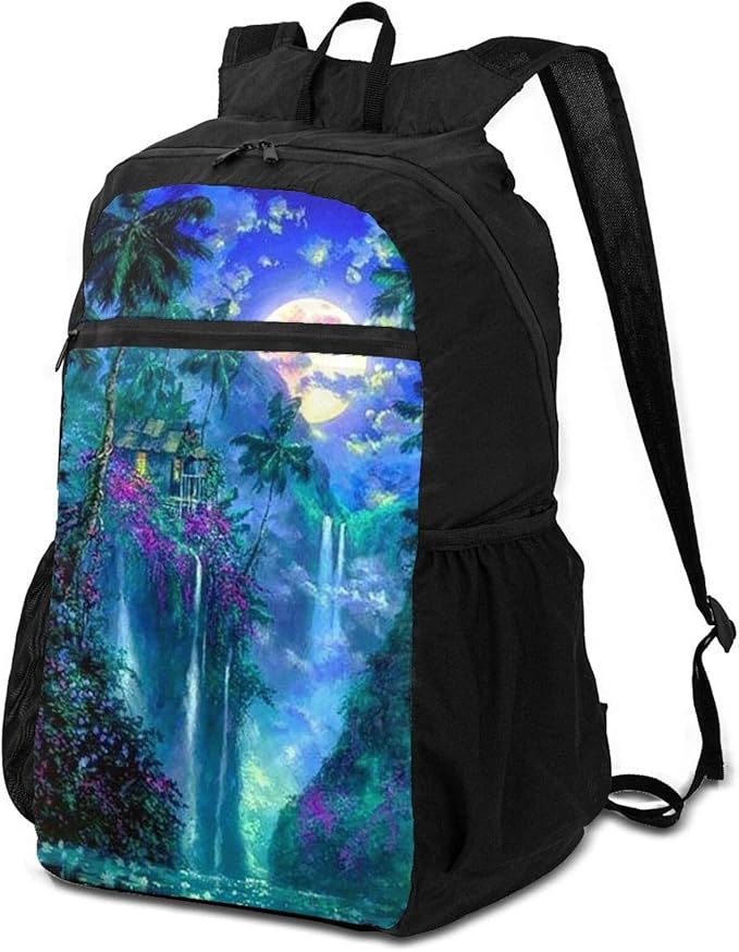 Hiking Backpack Foldable Lightweight Packable Moonlight Dreams Fantasy