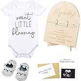 Berlune 6 Pcs Pregnancy Announcements for Dad Baby Bodysuit Infant Shoes Pregnancy Wooden Sign Reveal Card Envelope Surprise Baby Announcement Gifts Set for Husband Partner