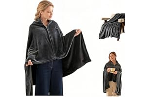 USB Electric Heated Shawl Blanket, Graphene Heating Throw for Home Office Outdoor, 39x59 Inch Warm Cloak with Zipper Design (