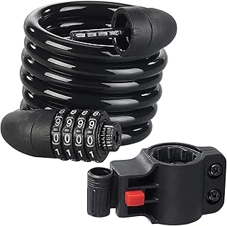 PEARL Seilschloss: Stahl-Spiralschloss mit 4-stelligem Zahlencode, 12-mm-Stahlseil, 1,8 m (Fahrrad-Kabelschloss)